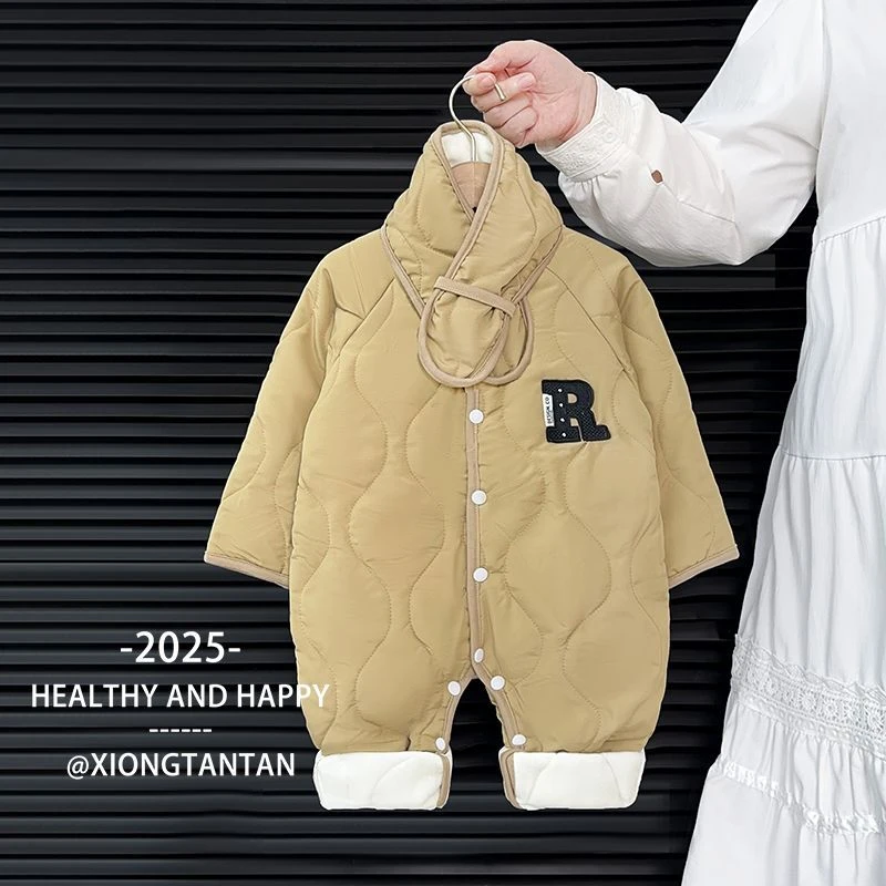婴儿连体衣冬装秋冬保暖棉服夹棉外出宝宝衣服冬季加绒韩版新生儿