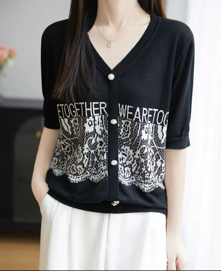 【荣荣-2】801-850 经典半扣时尚柔软针织上衣