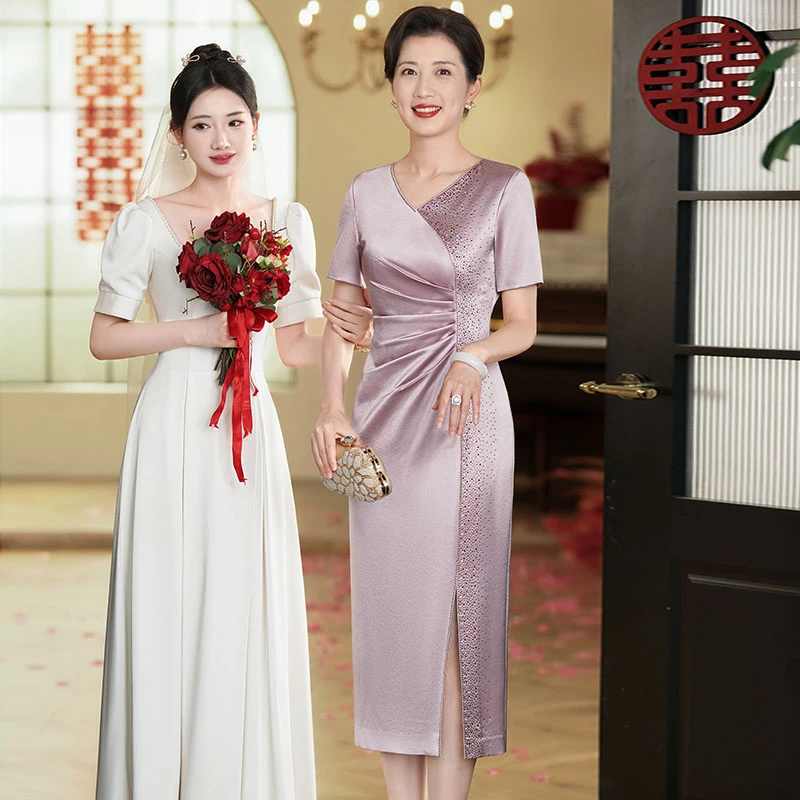 2306高贵优雅年轻喜妈妈婆婆婚宴装2025新款夏宴会结婚旗袍礼服裙