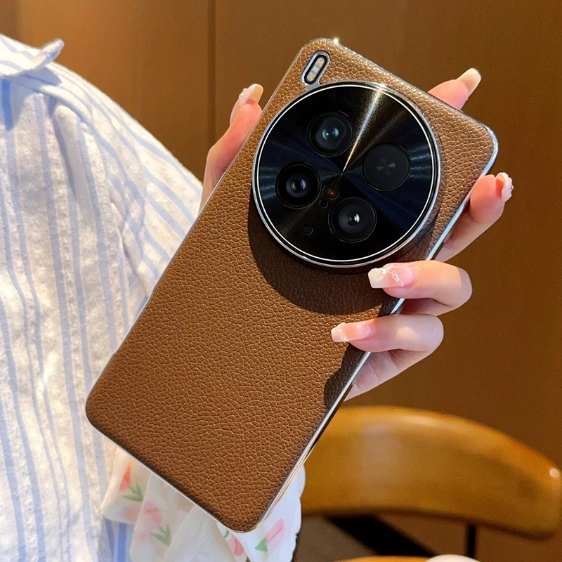 适用vivoX200ultra手机壳新款X200S高级荔枝纹皮质电镀防摔保护套