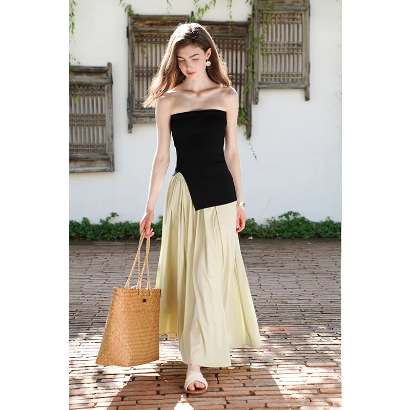 miorastudio法式复古气质高级感哈密瓜色长裙 显瘦收腰半身裙女