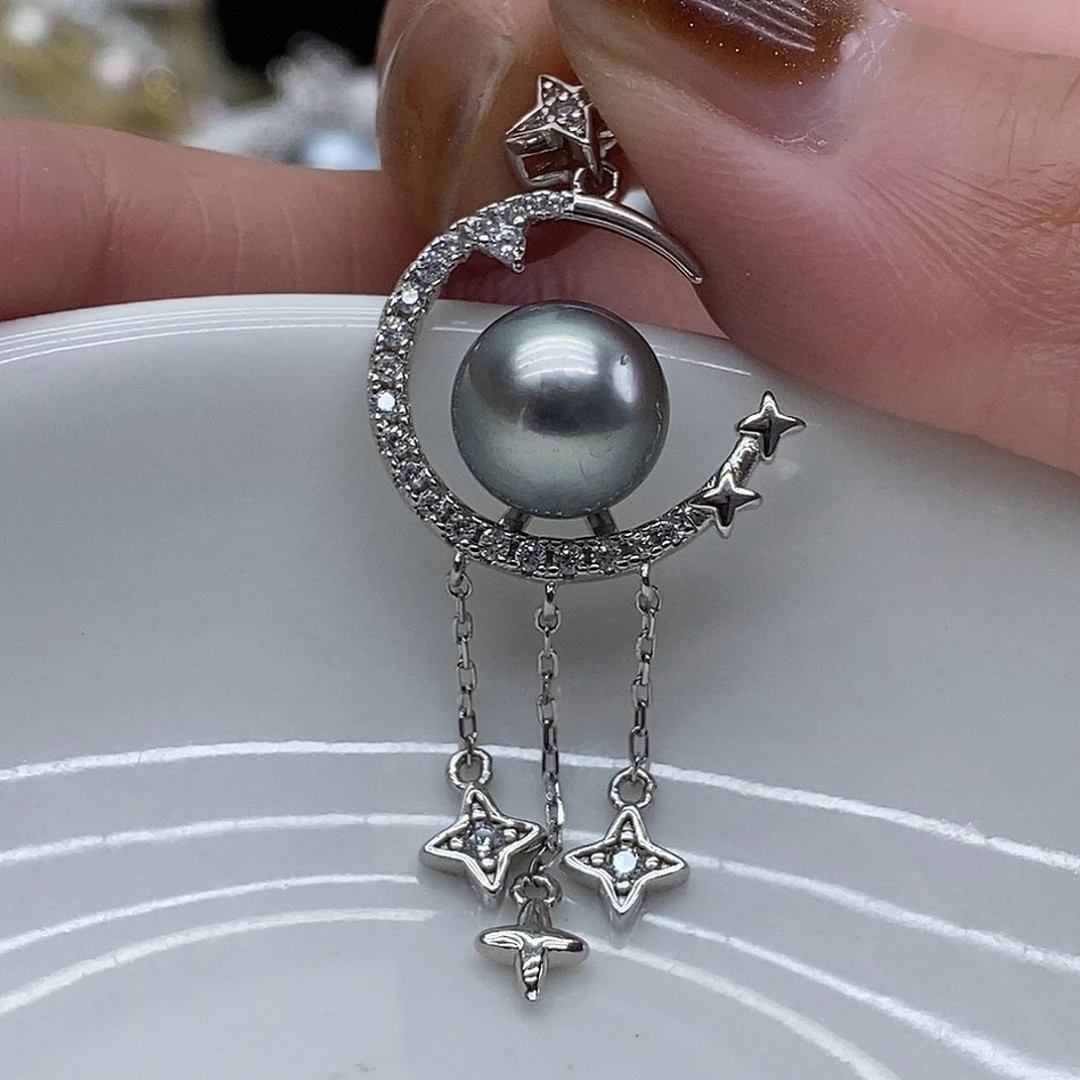 银S925镶嵌吊坠(不含链)海水珍珠