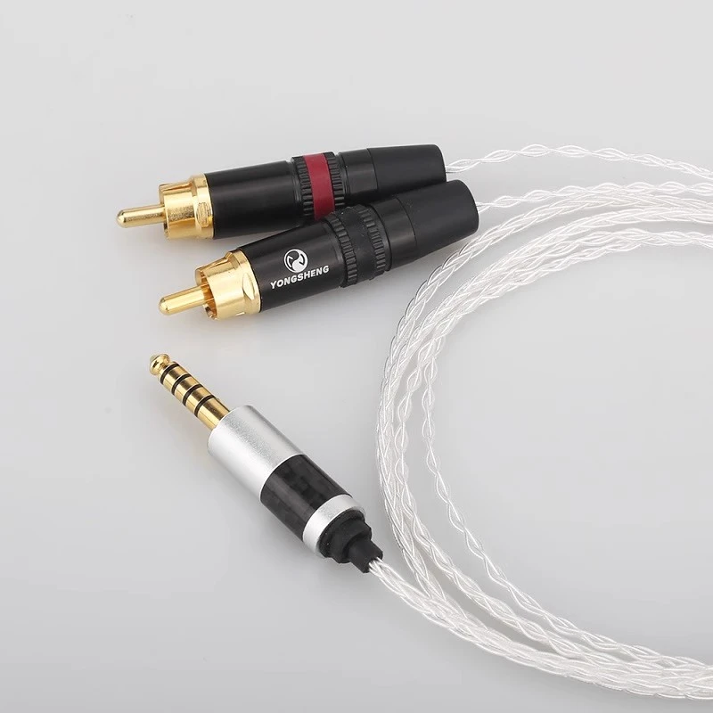 7N单晶铜镀银 3.5mm转2RCA双莲花头音频线2.5平衡4.4平衡转2rca线