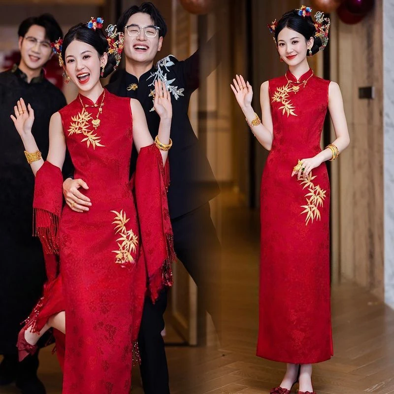 大码胖mm女装新中式订婚旗袍2025夏新款结婚服新娘服敬酒服连衣裙