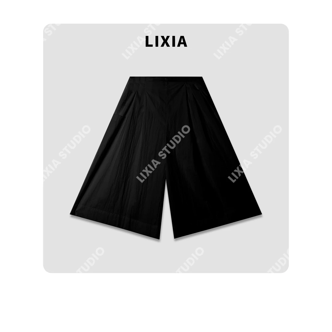 LIXIA【一往情深】时尚简约七分裤薄款阔腿裙裤休闲裤-D7999