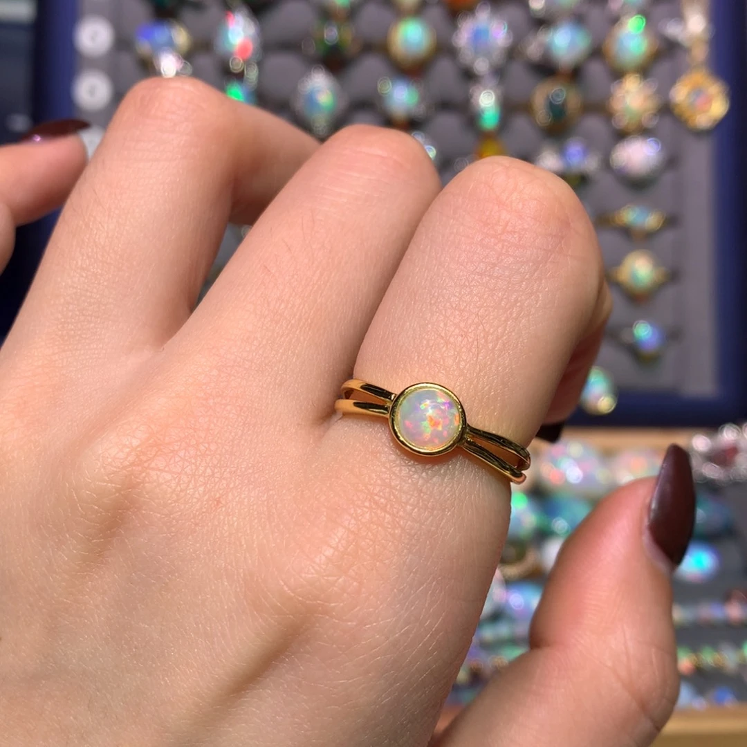 银S925镀金镶嵌欧泊戒指款式