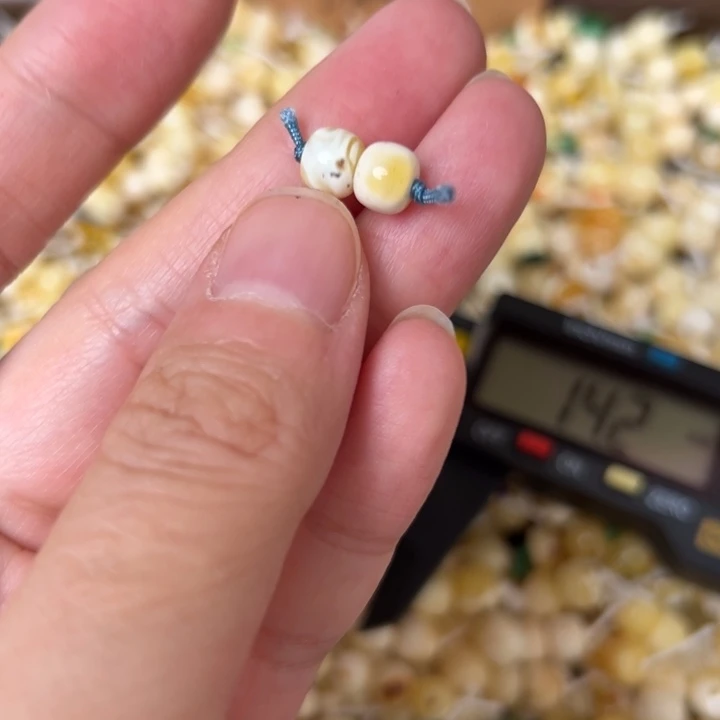 蜜蜡未镶嵌裸石6.5mm一对