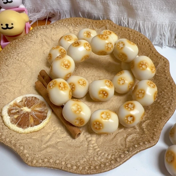 象牙果原果雕刻手工炭烧猫爪踩雪女生可爱文玩手串