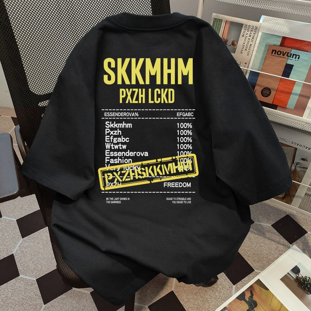 100%纯棉美式个性街头短袖t恤女夏季潮流百搭宽松情侣圆领上衣ins