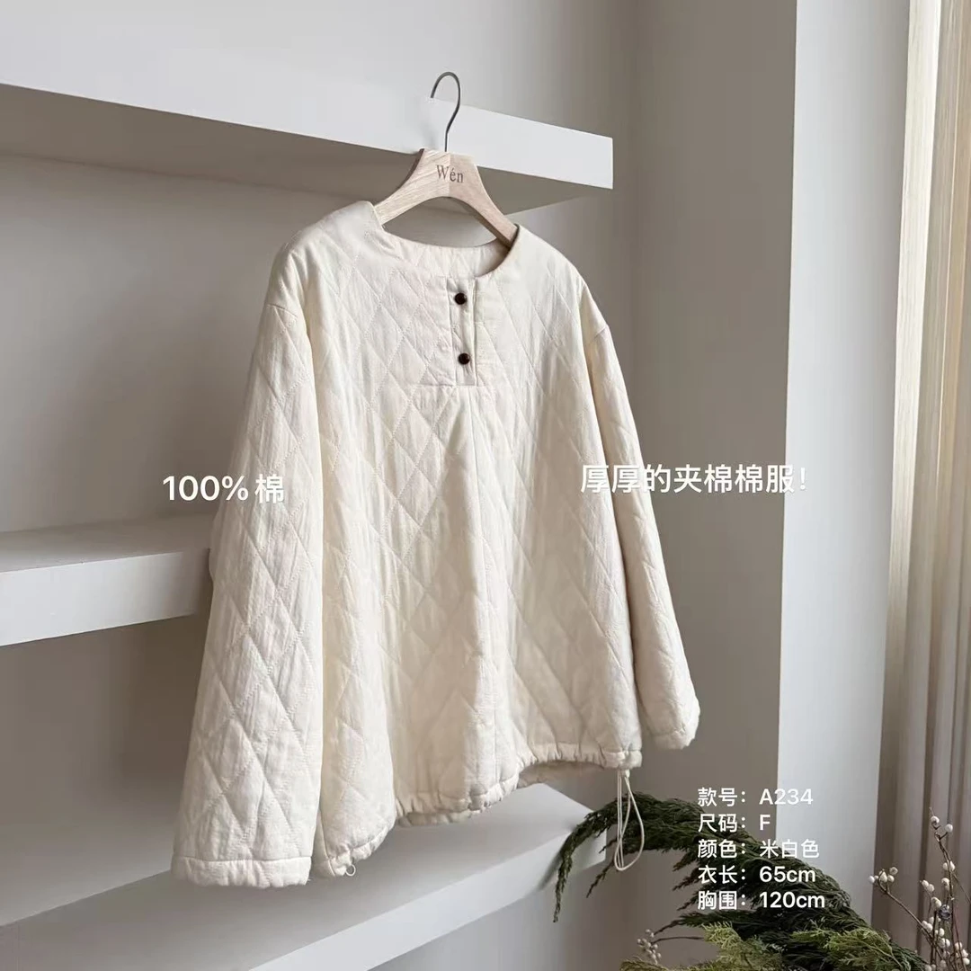 The Wén 冬季时尚百搭通勤两粒扣夹棉棉服上衣女 A234