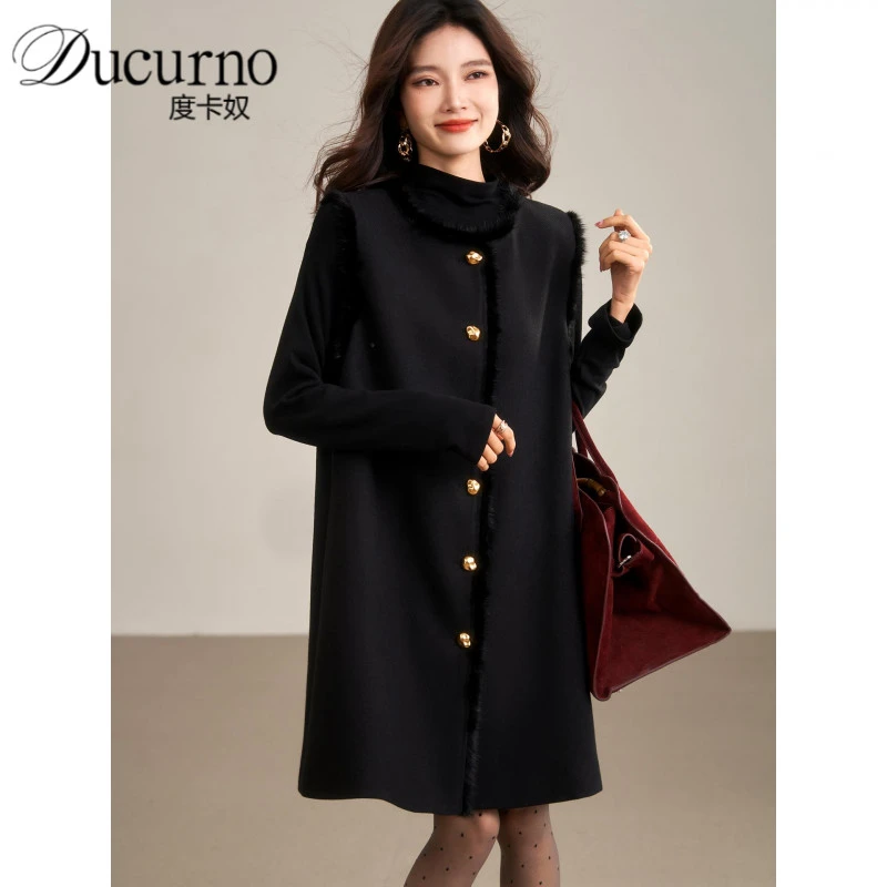 时尚洋气两件套连衣裙女2025年冬季新款气质背心裙中裙大码女装