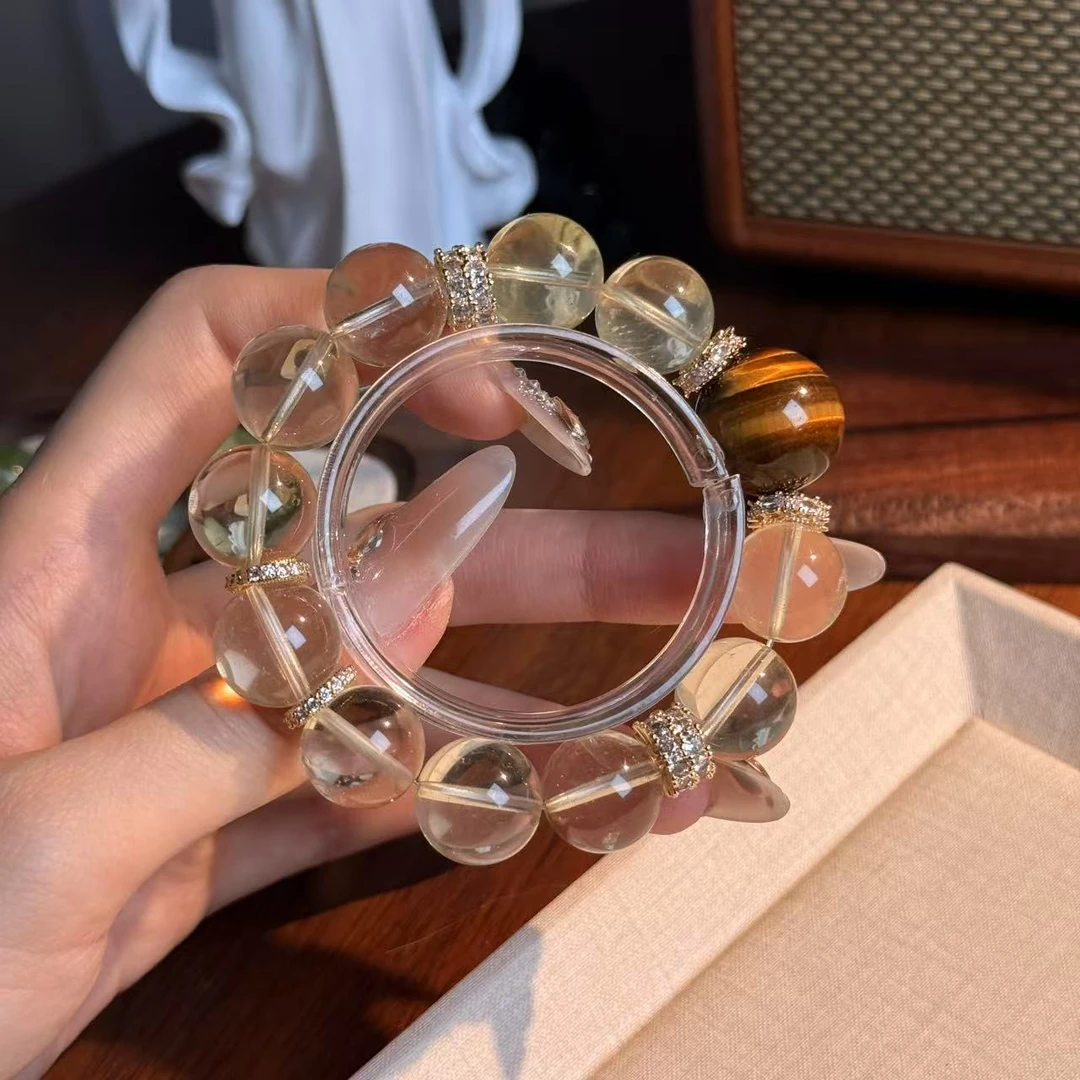 天然黄虎眼巴西黄水晶手串手链 颜色微差多样性发其一ZW52