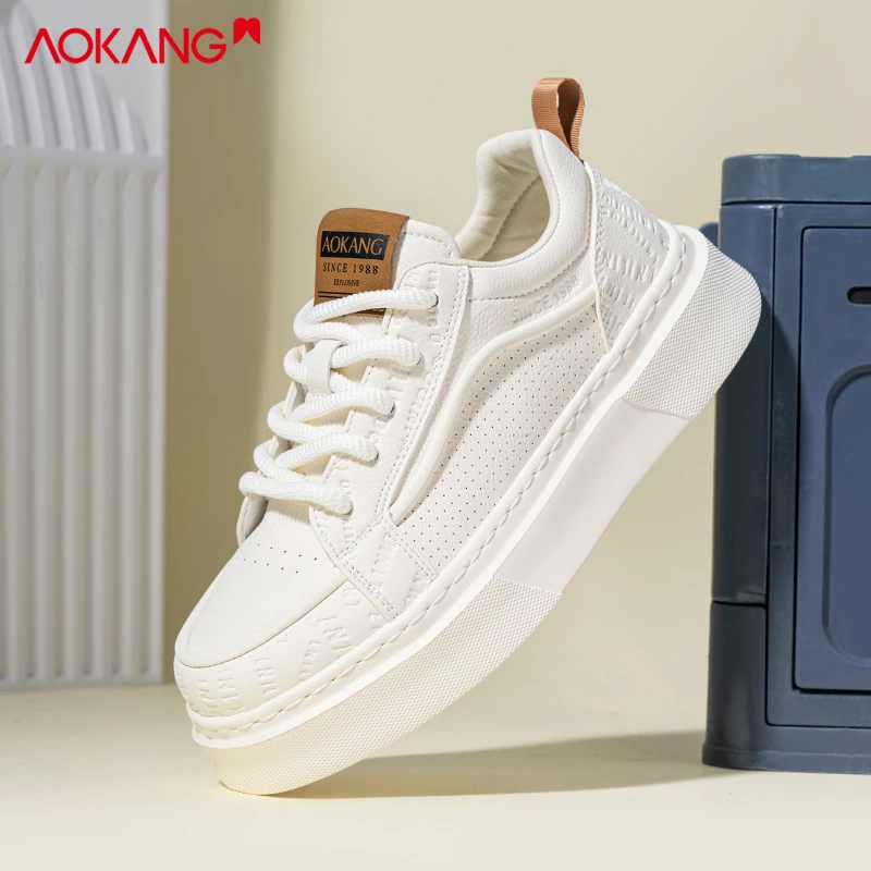 Aokang/奥康男鞋2025夏季时尚印花小白鞋透气增高休闲男款板鞋