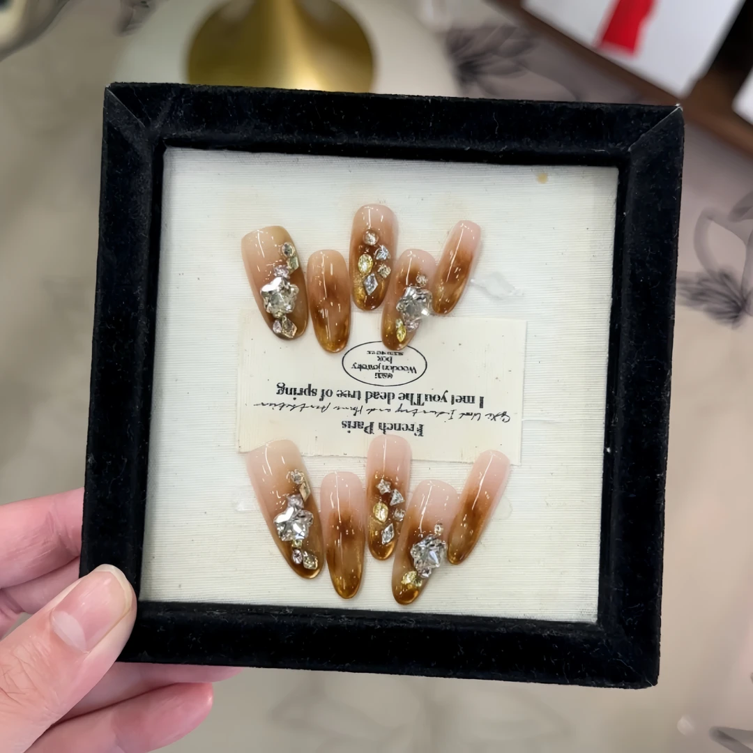 《焦糖碎钻》纯手工穿戴甲