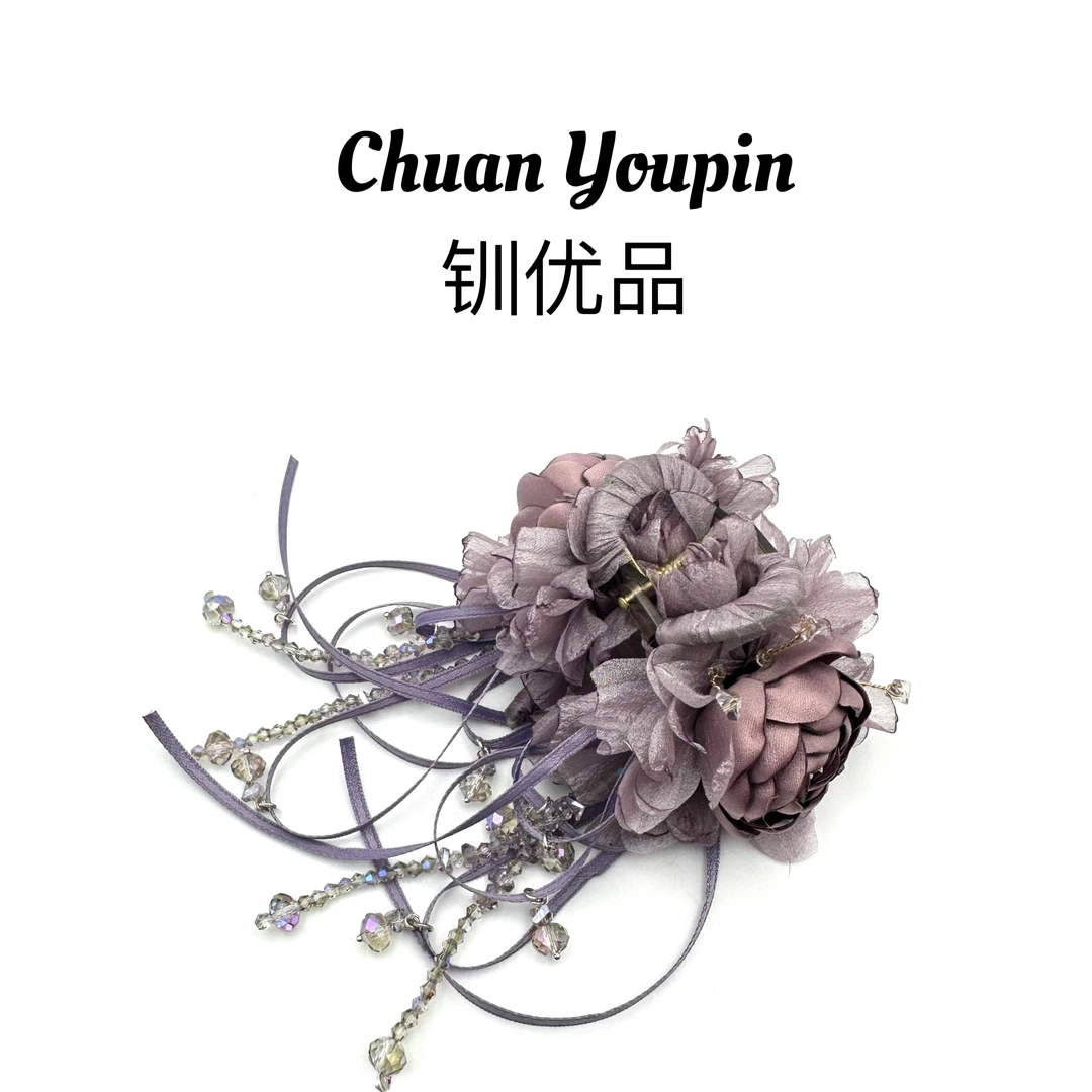 E130【干枯玫瑰8CM抓夹】成人发饰气质蓝色轻奢发夹