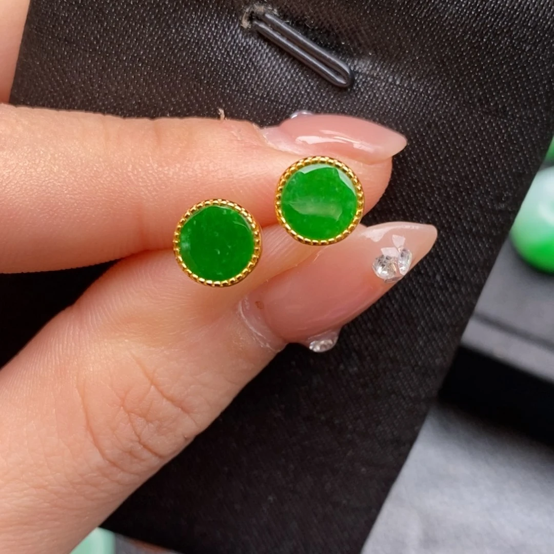 翡翠耳饰银S925镶嵌翡翠