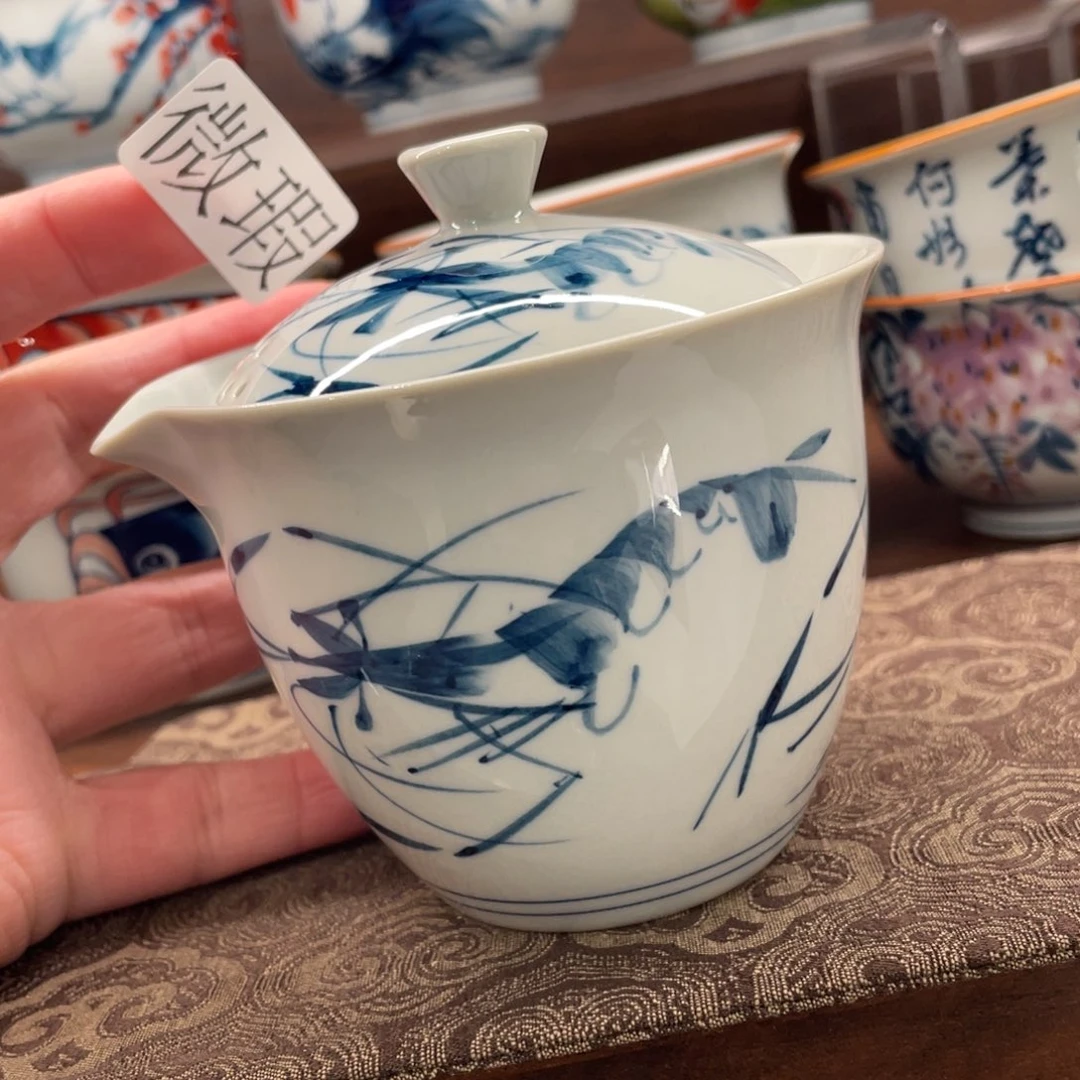 釉下手绘茶具微瑕