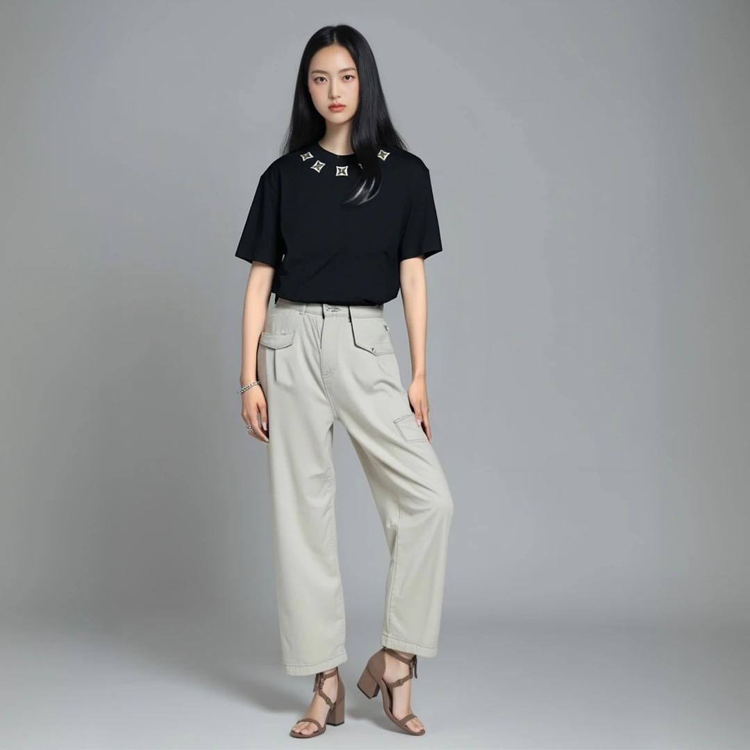 【7号链接】五个4角星 高品质T恤宽松圆领纯棉百搭情侣