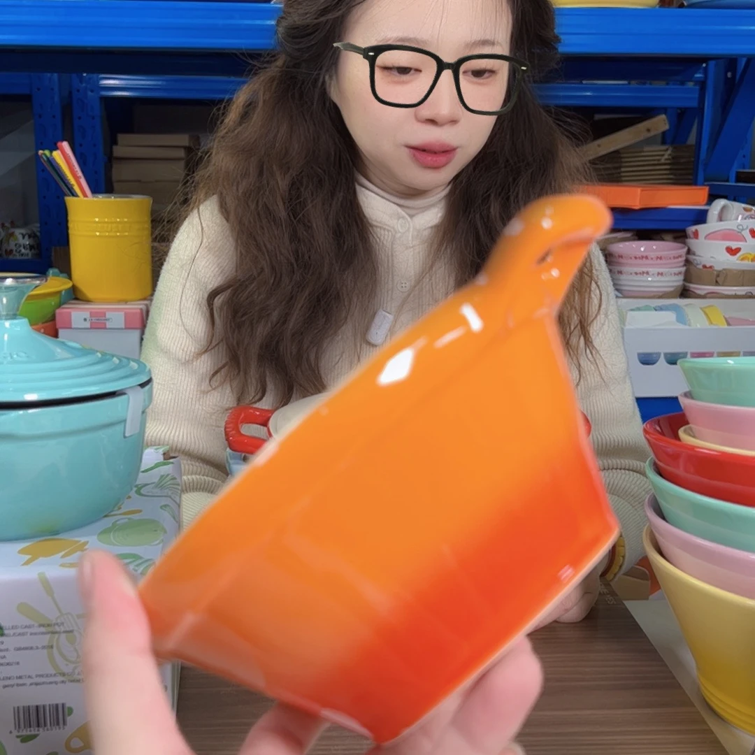餐具橙色双耳面碗