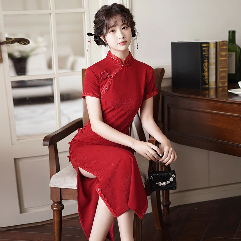 红色改良2024新款年轻款女复古长袖中式新娘敬酒服订婚回门服