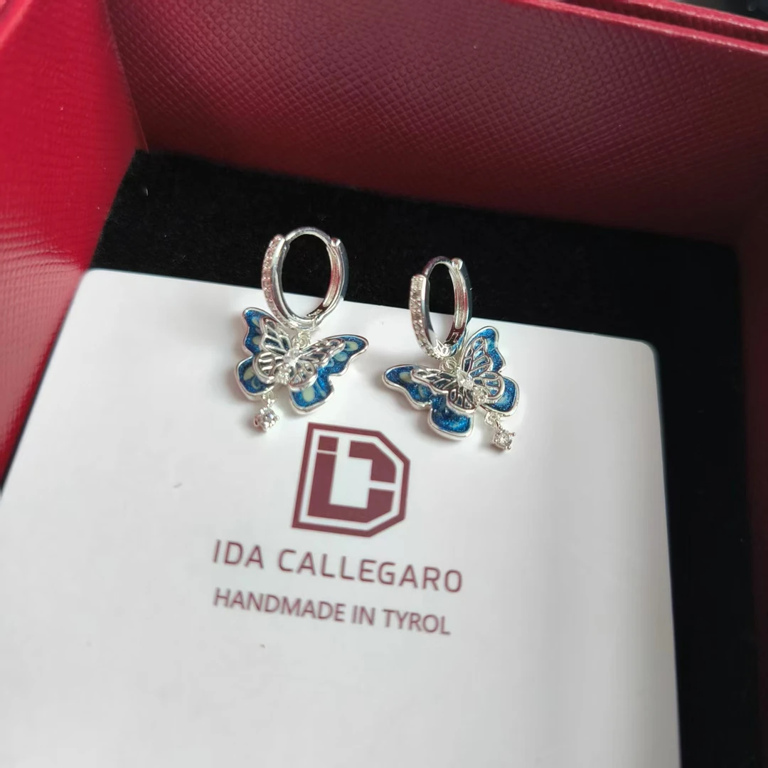 铜合金耳饰 《货号9081》梦幻星空蓝色蝴蝶耳环