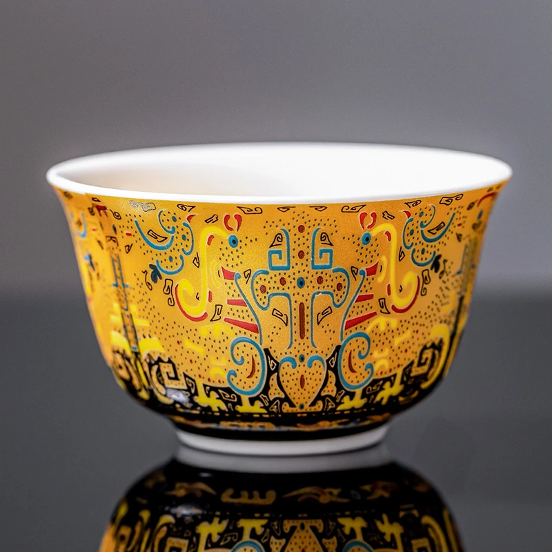 高档羊脂玉白瓷唐卡茶杯茶室家用待客品茗杯简约喝茶专用茶具器物