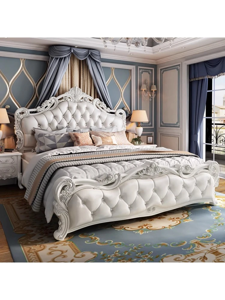 [居然之家]欧式床双人奢华美式高档主卧实木床现代白色公主床简欧