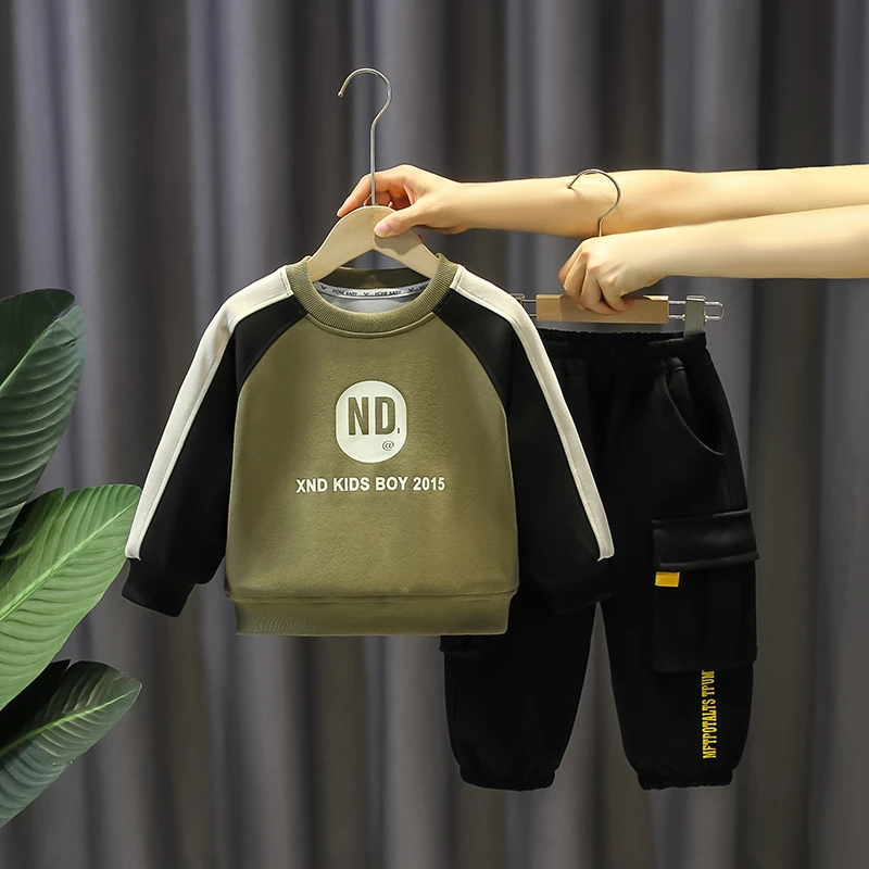 儿童套装秋装2025新款男童春秋款卫衣工装裤两件套宝宝帅气潮童装