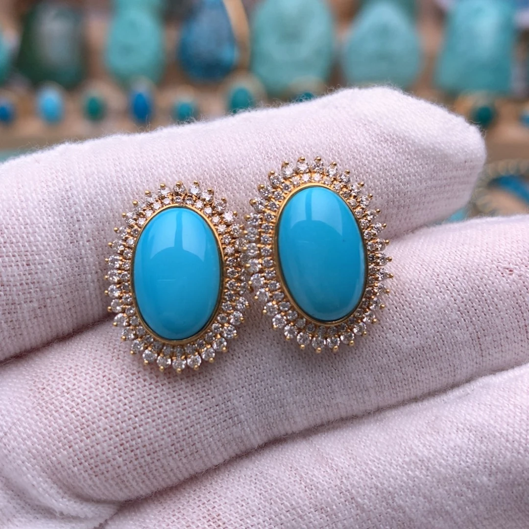 绿松石18K金镶嵌珠宝奇石