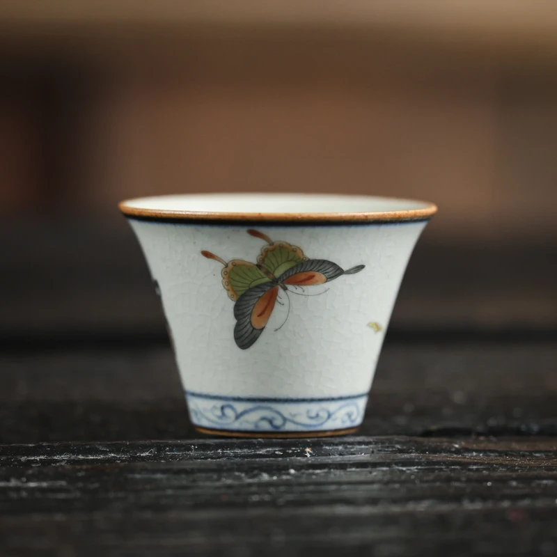 斋居 无点金多彩-朴云堂-蝴蝶杯(60ml)（朴杯0274）