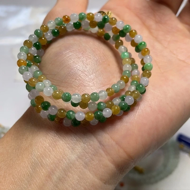 定制翡翠未镶嵌黄绿色小米珠