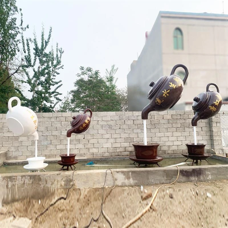 玻璃钢悬空流水天壶喷泉大茶壶雕塑户外景观大型装饰茶园摆件定制