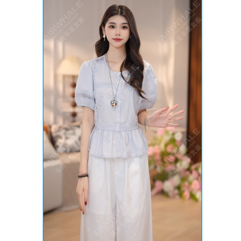 【情人雅致】马克华菲女装夏季修身气质设计感短袖上衣F52004A499 N