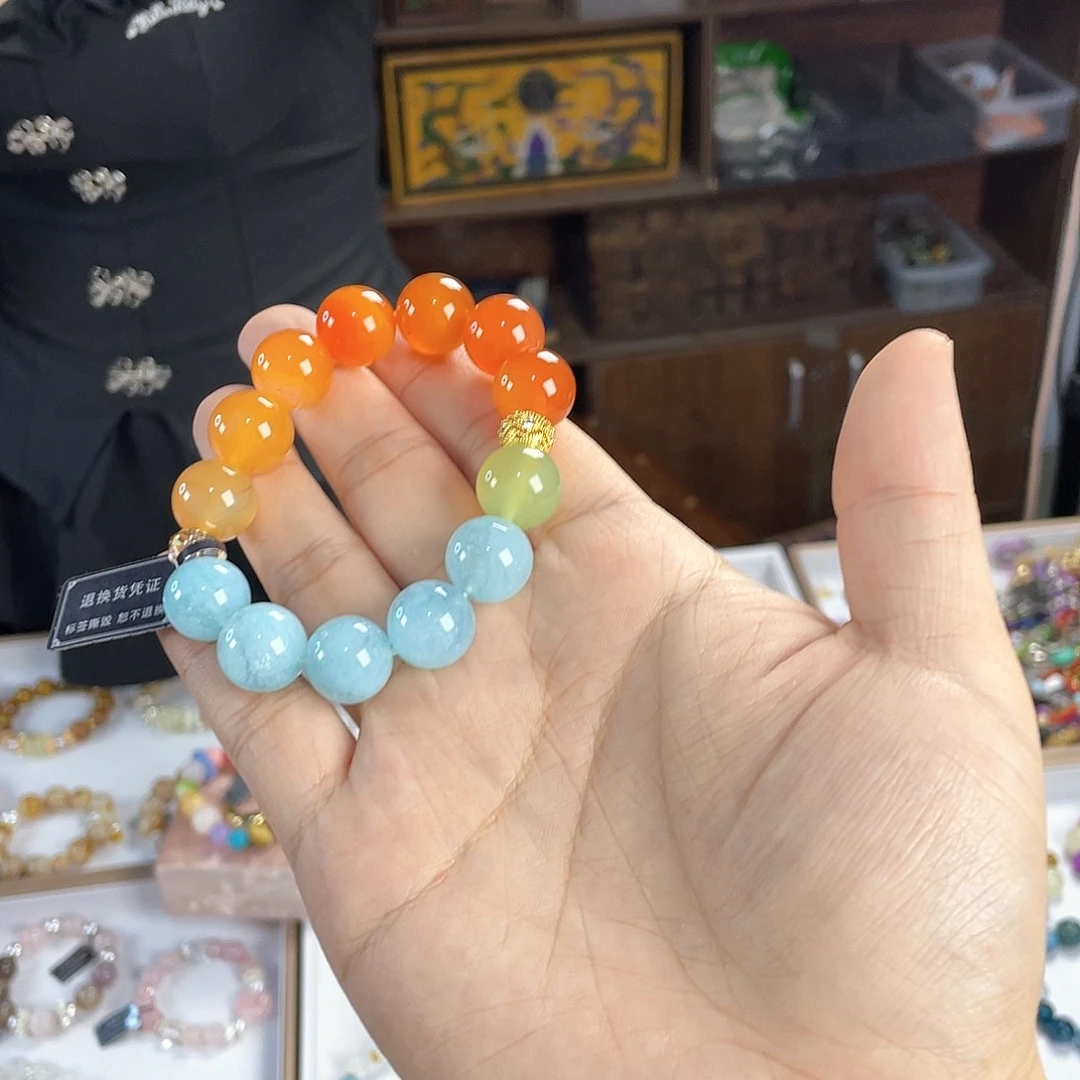 水晶手链银S925镀金镶嵌