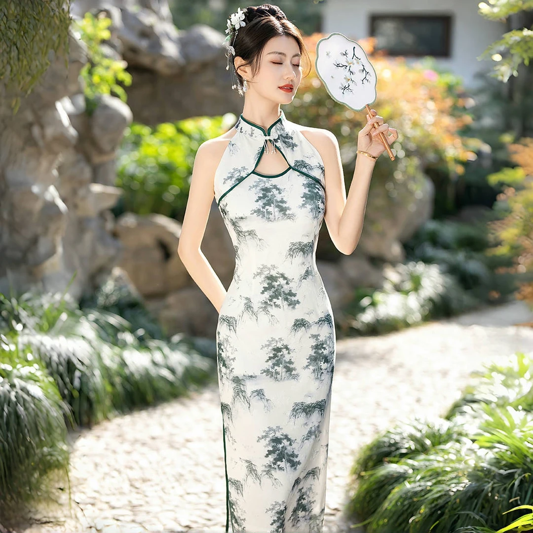 改良旗袍女长款夏季新款无袖显瘦轻奢复古中国风年轻款旗袍连衣裙