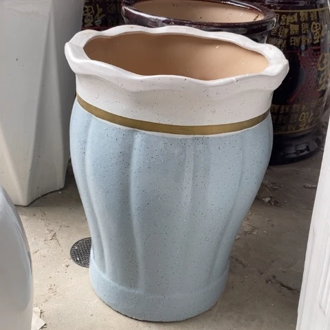 低腰花口金边蓝南瓜中号 口26/33