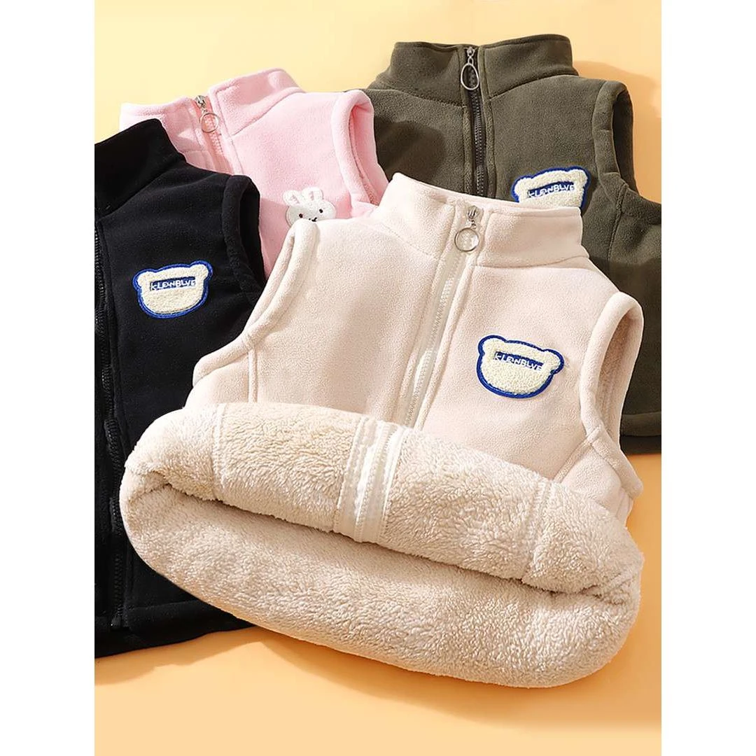 男童加绒加厚马甲女童秋冬季校服神器背心保暖坎肩儿童摇粒绒马夹