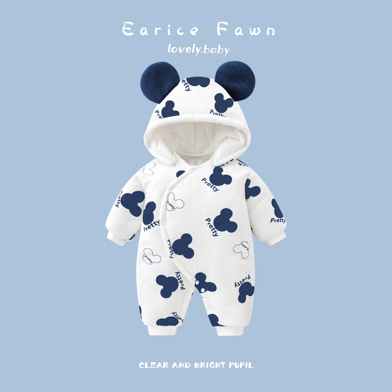 宝宝棉服冬季婴儿衣服连体衣新生儿加厚哈衣棉衣外出服套装冬装