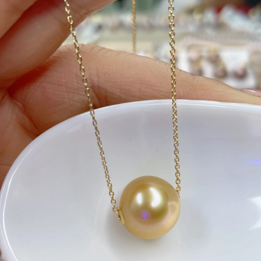 淡水珍珠18K金镶嵌吊坠(赠链)
