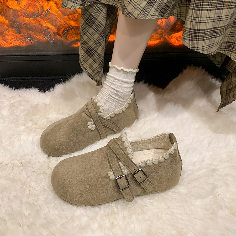 复古内增高包头韩版厚底拖鞋女外穿2025秋季加绒配裙子半拖勃肯鞋