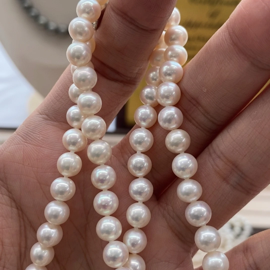 淡水珍珠银S925镶嵌颈饰6-7高品项链