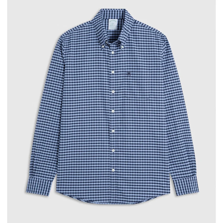 Brooks Brothers/布克兄弟男士长袖牛津纺格纹衬衣BB100195756N3