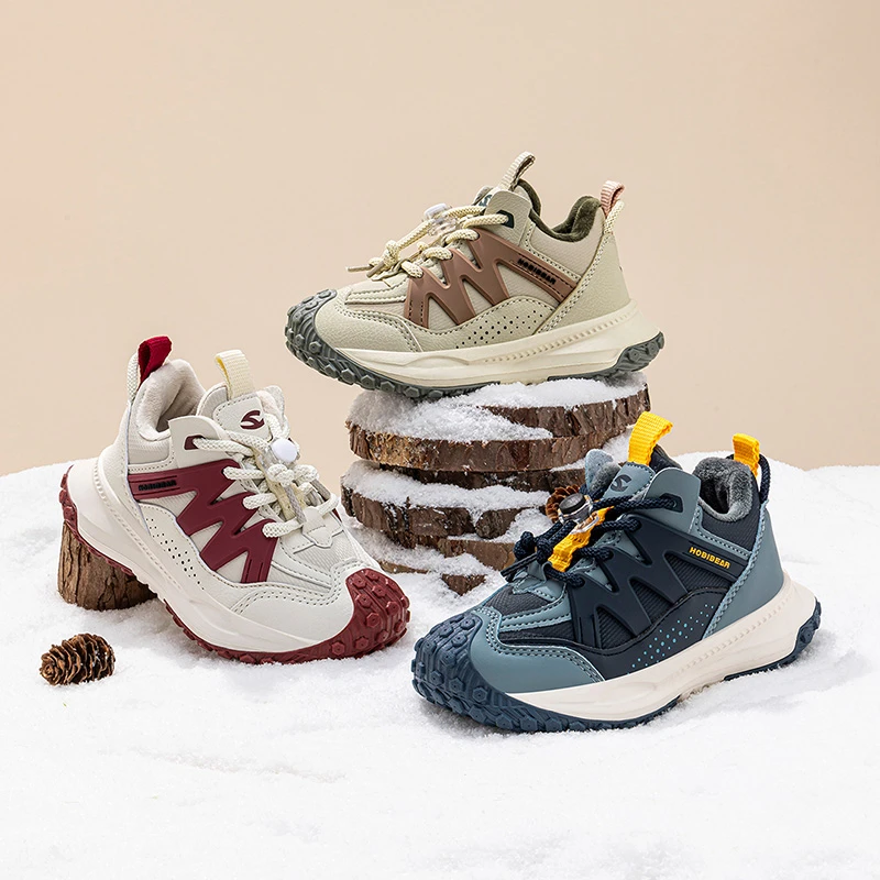 【刘畊宏健康】哈比熊儿童冬季皮面加绒保暖鞋跑步鞋男女童鞋AW8621