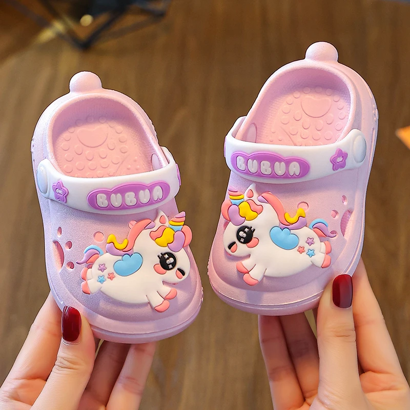 儿童拖鞋夏女童可爱独角兽防滑包头洞洞鞋婴幼儿宝宝凉拖鞋男童新