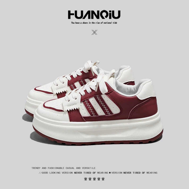 环球拼色厚底小白鞋女款爆款2025新款初春百搭网红高颜值板鞋K526