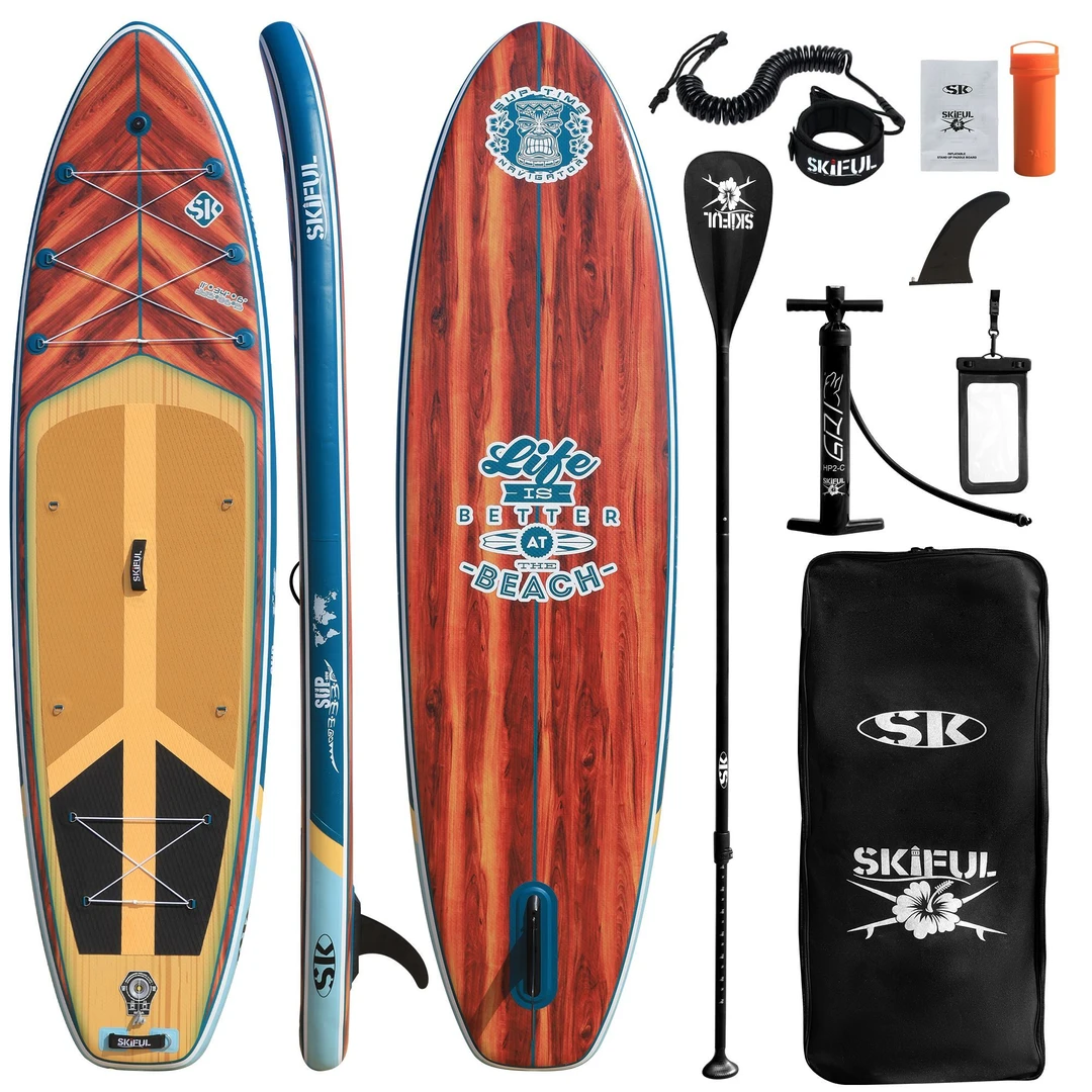 POWERFANS健身瑜伽休闲亲子竞技钓鱼娱乐观光旅游厚深木纹桨板