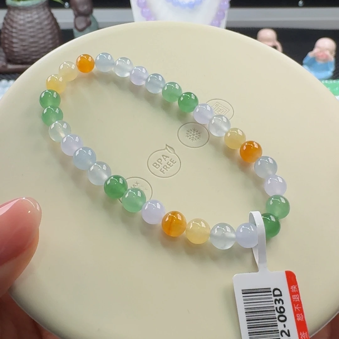 翡翠手链未镶嵌力推糖果色多宝单圈6mm