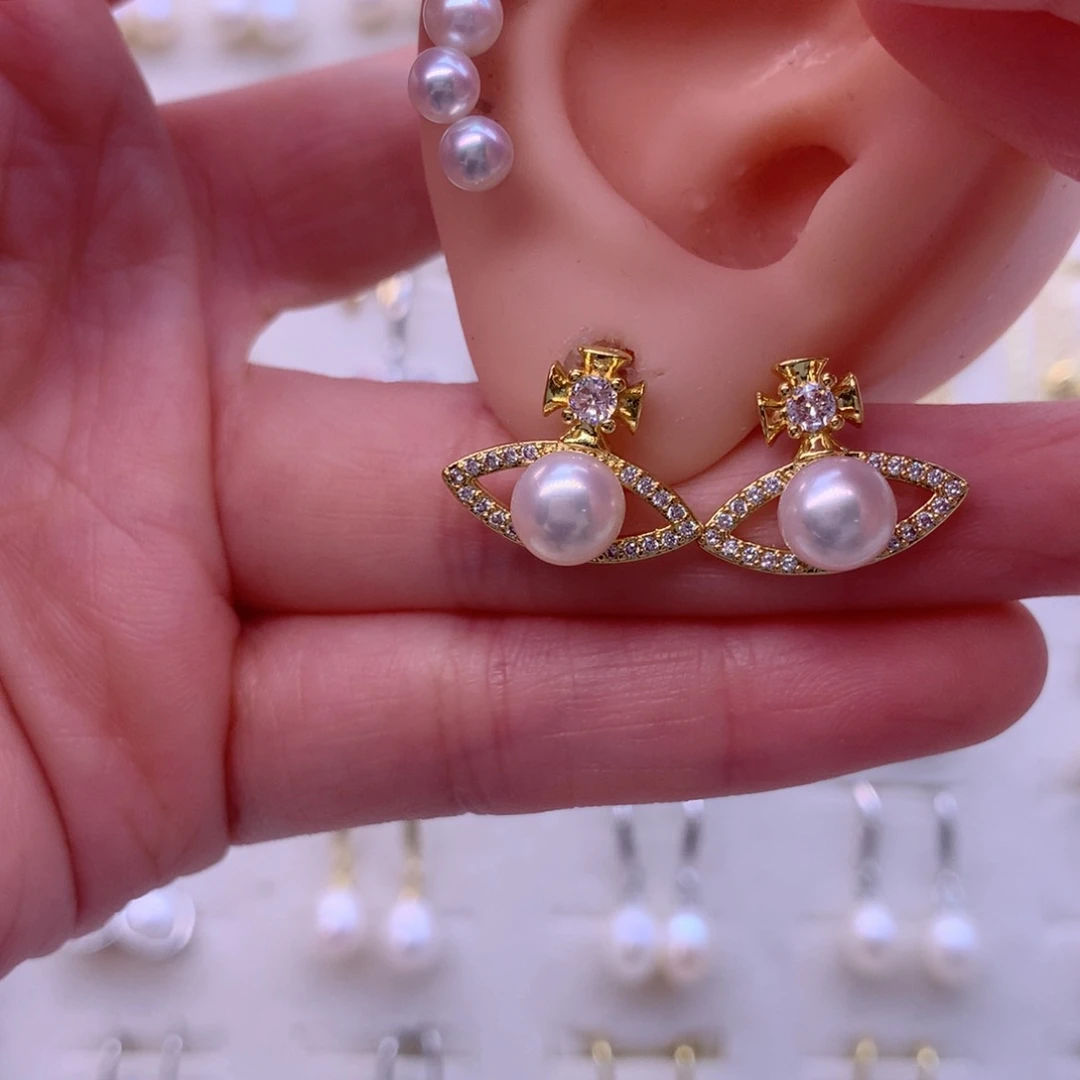 合金淡水珍珠耳饰