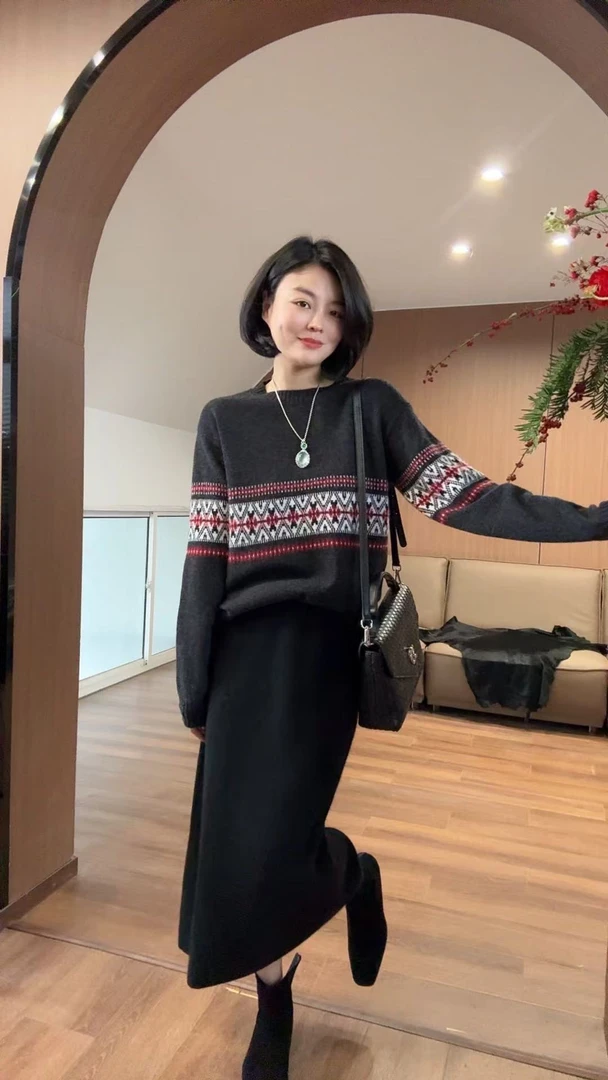 【TANTAN】百搭时尚圆领宽松秋冬羊毛衫#195