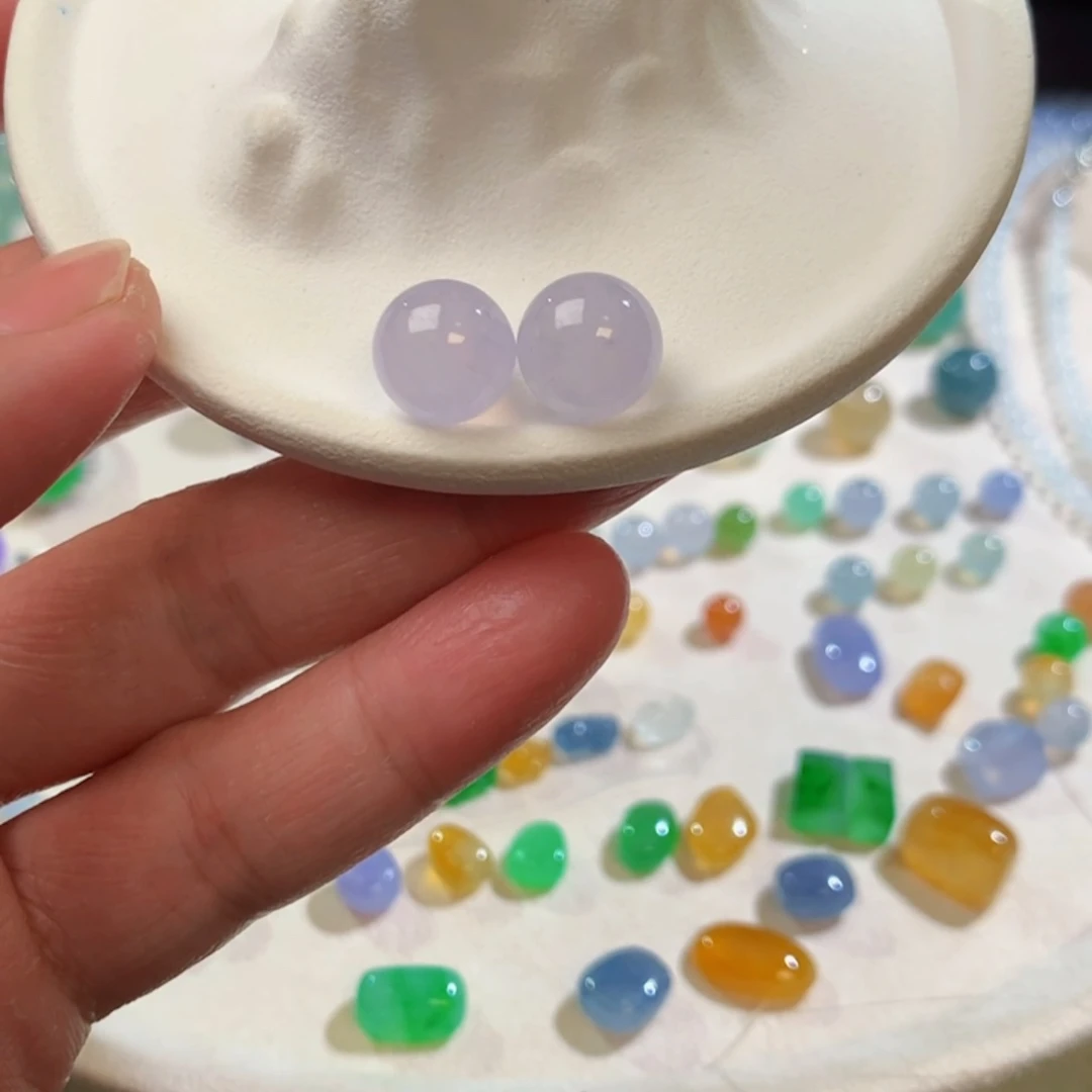 定制翡翠未镶嵌10mm冰紫单珠一颗